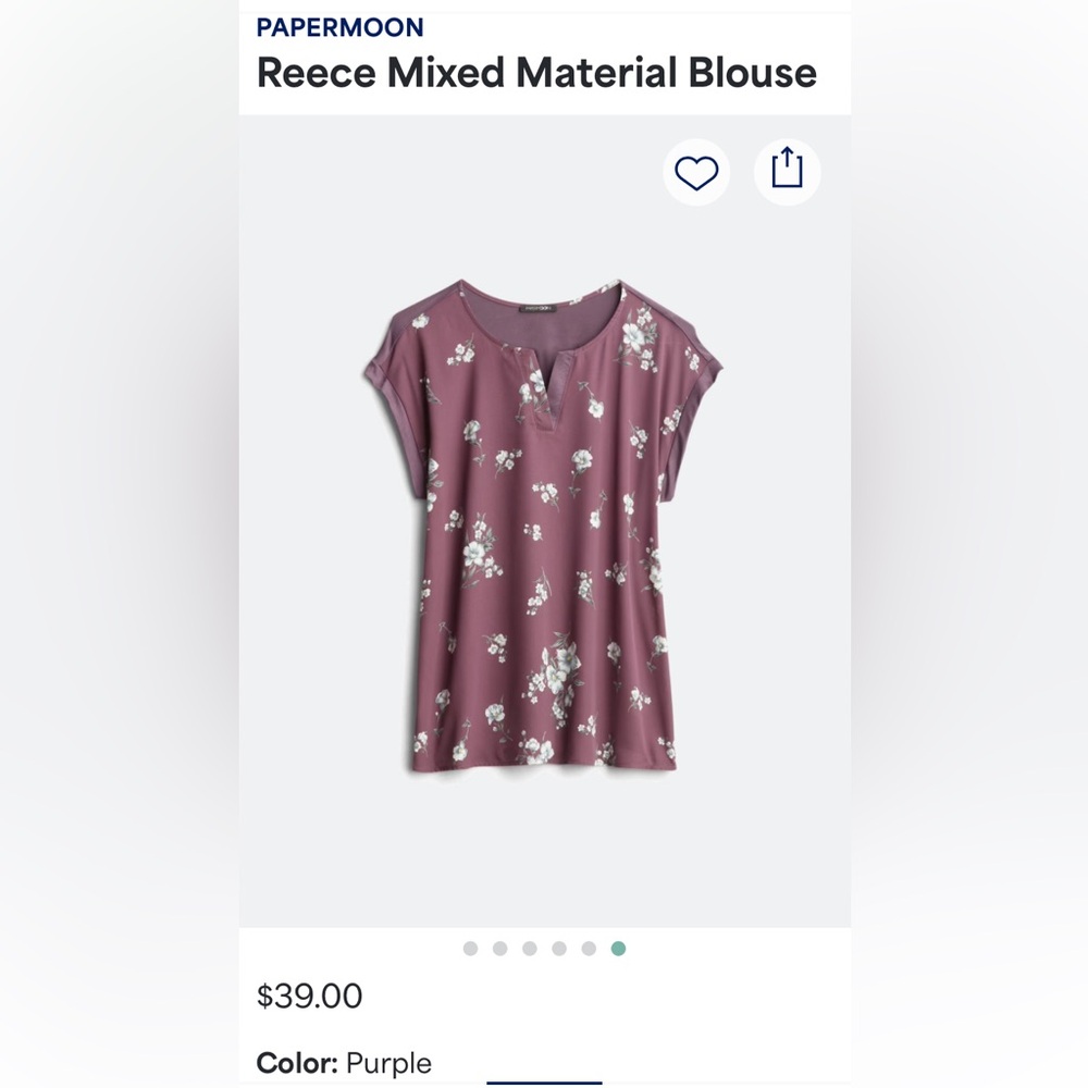 Papermoon Reese Mixed Material Blouse in Floral Purple - Size Small